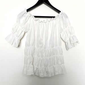 White Ruffled Off the Shoulder Blouse